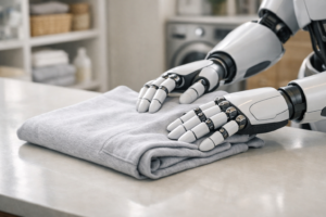A domestic robot performing household chores, a key example of how technology is changing daily life in 2026.