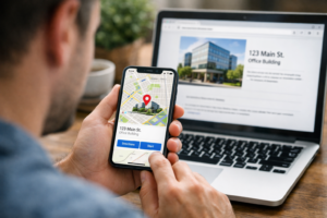 Verifying a physical business address to ensure safe online shopping.