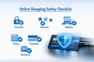A summarized checklist of what factors should we verify when shopping online.