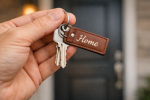 New house keys for a first-time home buyer.