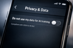 A user exercising their opt-out rights as part of navigating the 2026 EU-US AI Rights Gap: What Consumers Need to Know.
