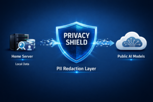 An infographic explaining PII shielding in a Multi-Agent AI Workflow.