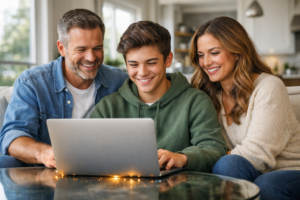 A family discussing their long-term digital assets investment plan.