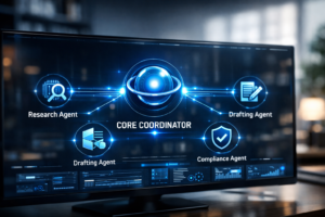 A visual representation of a Multi-Agent AI Workflow dashboard for personal productivity.