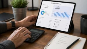 A detailed financial planning session to calculate the total cost of purchasing a pre-owned vehicle.