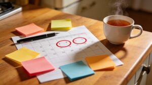 Calendar with dates circled for planning a family reunion