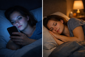 Comparison of screen time before bed versus healthy sleep without phone use