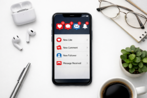 Smartphone showing multiple social media notifications that make it hard to reduce screen time