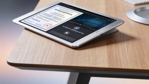 A contemporary digital device showcasing official data verification seals to combat malicious media manipulation.