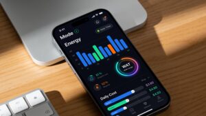 A mobile app dashboard illustrating software features in smart home energy monitor buying guide considerations.