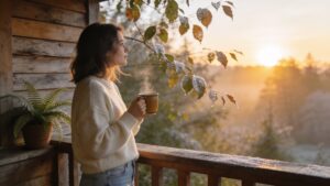 A person enjoying early morning sunlight as part of circadian rhythm daily optimization habits