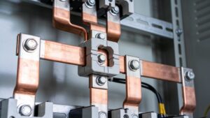 Current transformer clamps inside a breaker panel highlighting smart home energy monitor buying guide considerations.