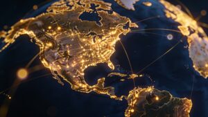 Global map illustration representing the worldwide growth of microdrama apps"
