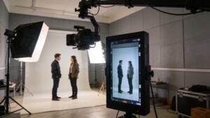 Behind-the-scenes production set for a vertical short drama series"